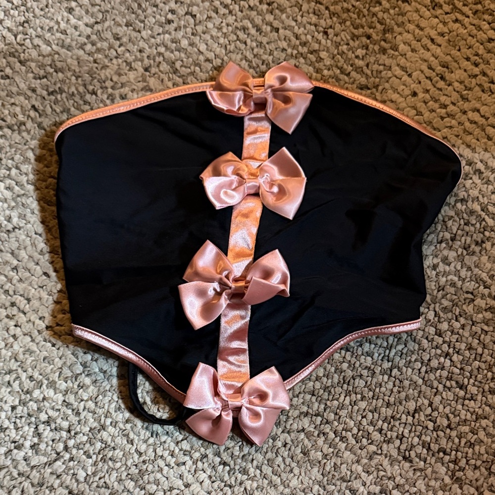 Black Corset with Pink Satin Bows